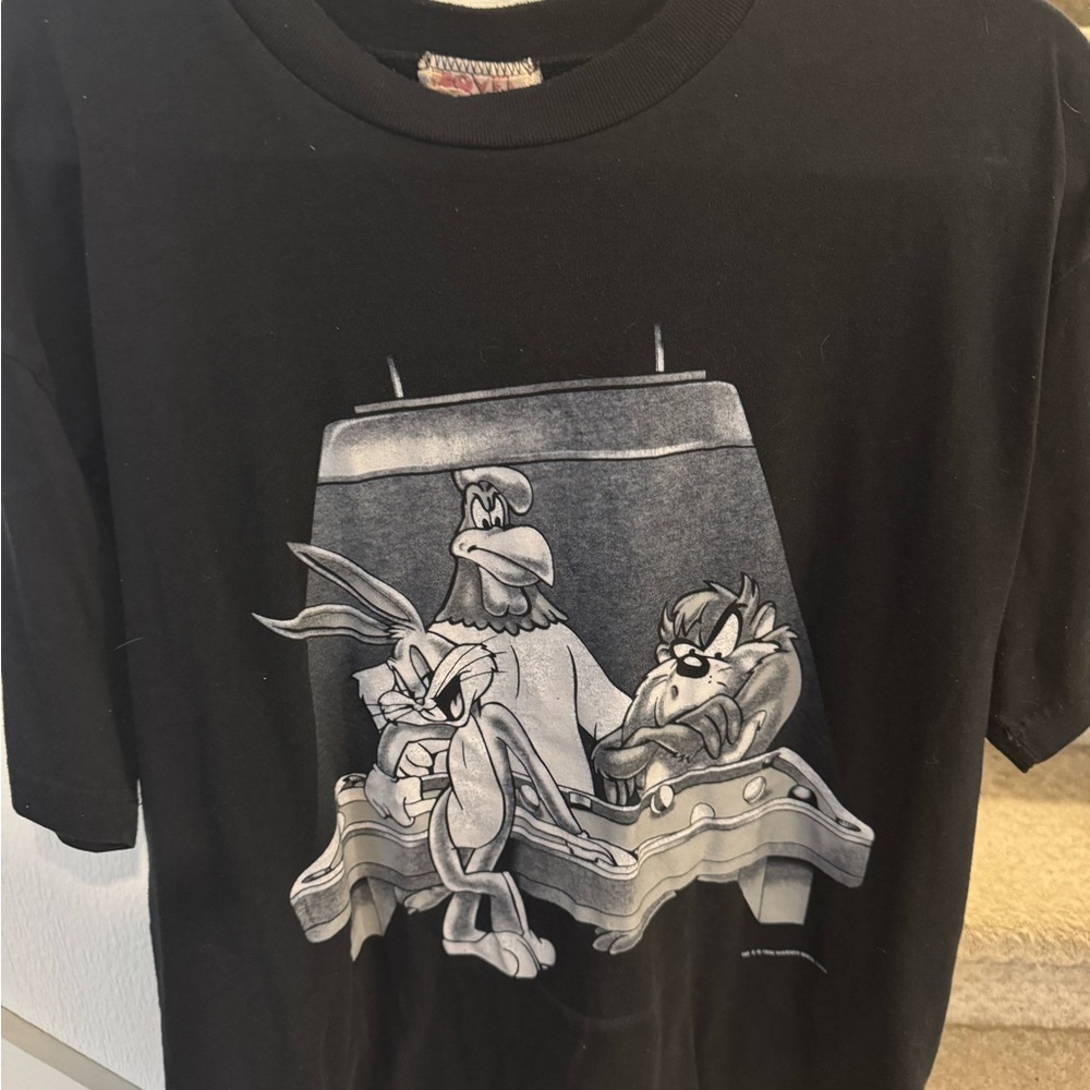 VINTAGE 1996 WB Looney Tunes Black Graphic Tee - Bugs Bunny & Taz
